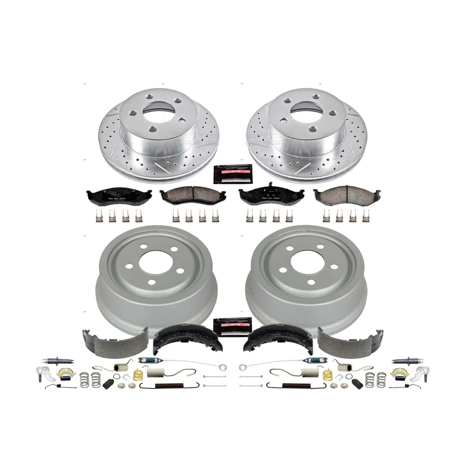 Power Stop K15075DK - Z23 1-Click Performance Drilled And Slotted Rotor Front And Rear Brake Kit