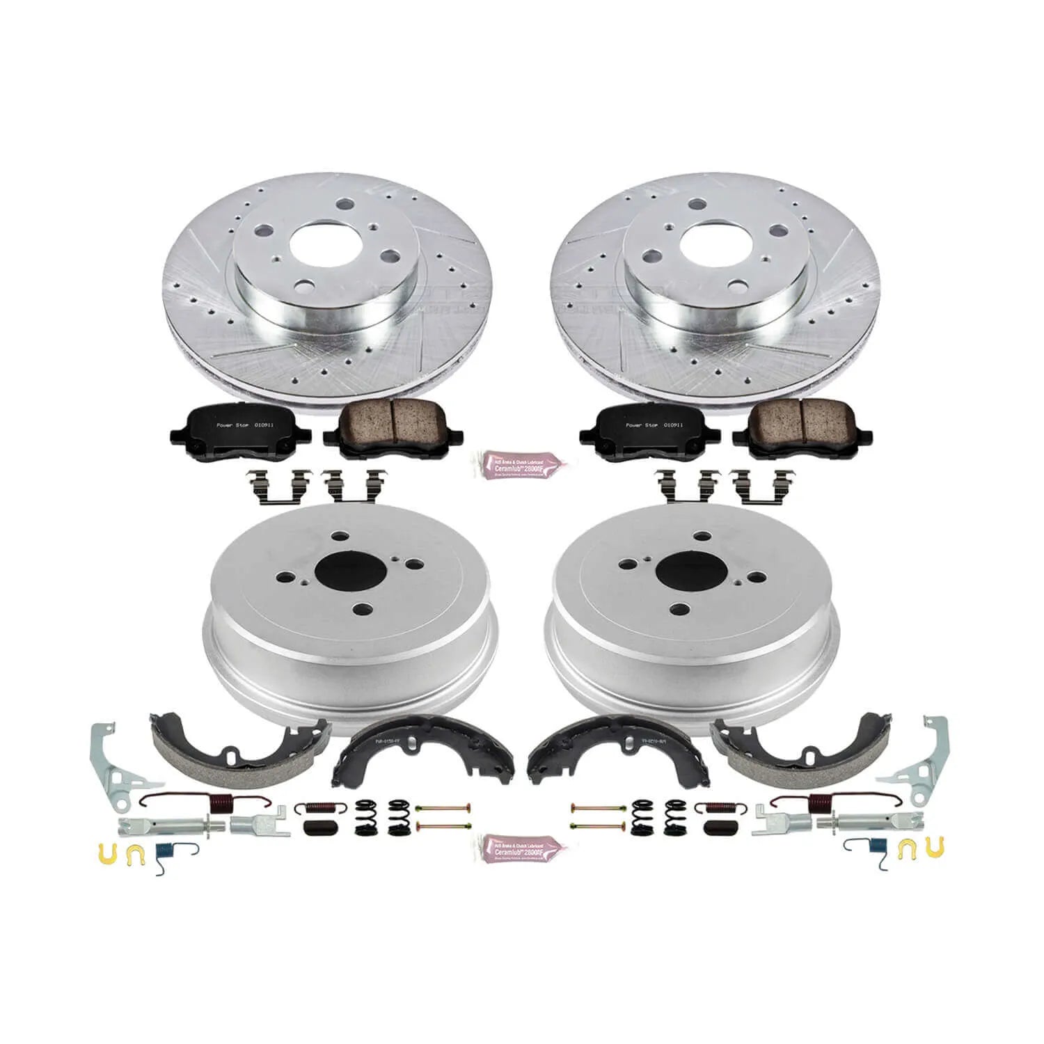 Power Stop K15078DK - Z23 1-Click Performance Drilled And Slotted Rotor Front And Rear Brake Kit