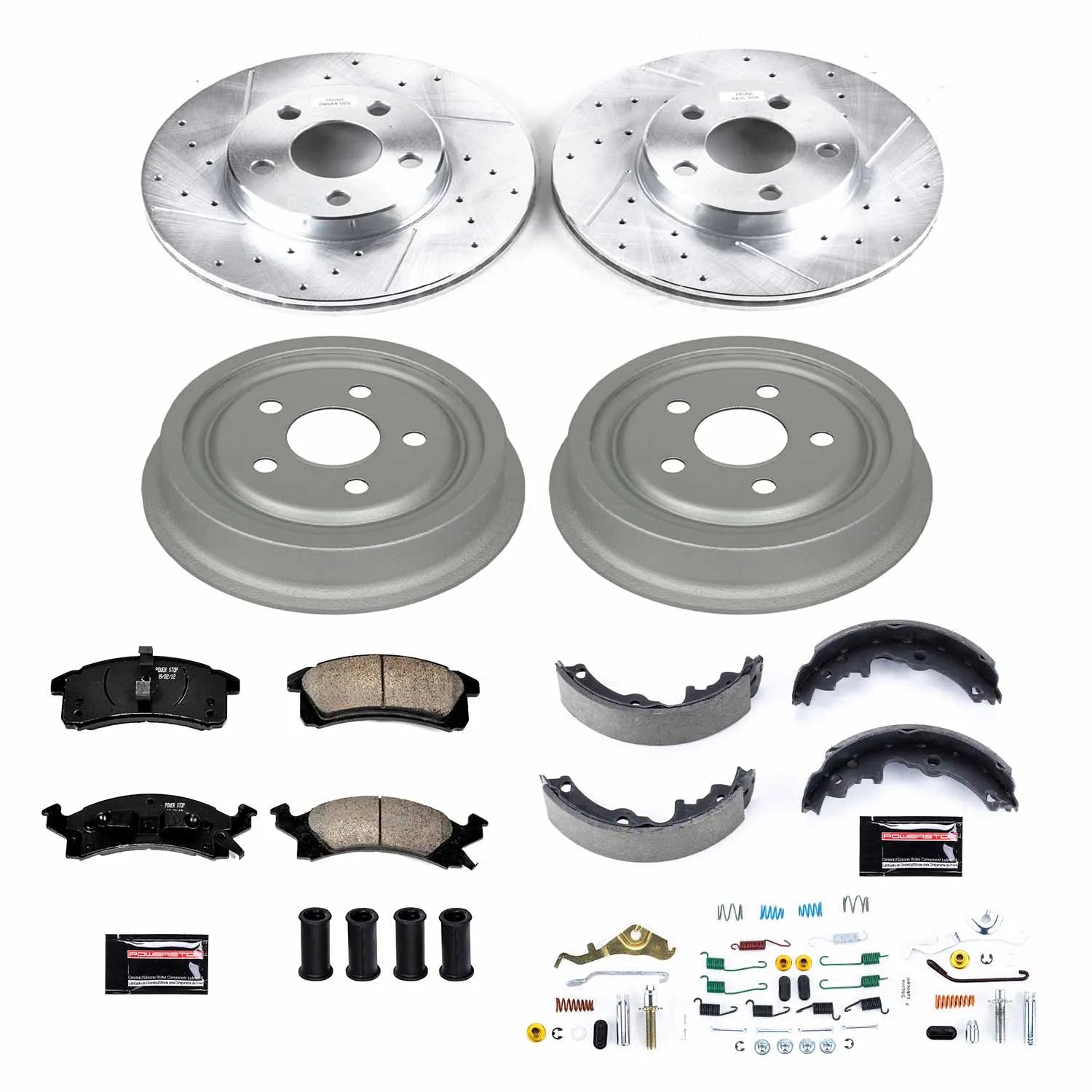 Power Stop K15083DK - Z23 1-Click Performance Drilled And Slotted Rotor Front And Rear Brake Kit