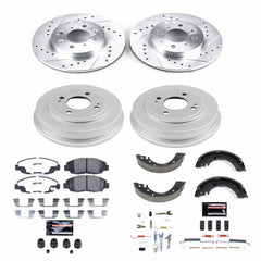 Power Stop K15086DK-26 Z26 Street Warrior 1-Click Front And Rear Pad And Rotor Kit With Drum And Brake Shoes for 1996 Honda Civic EX, LX product image
