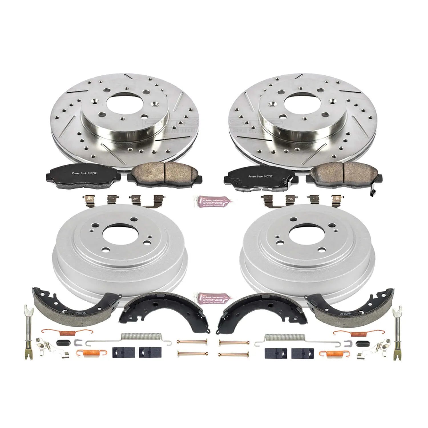 Power Stop K15086DK - Z23 1-Click Performance Drilled And Slotted Rotor Front And Rear Brake Kit