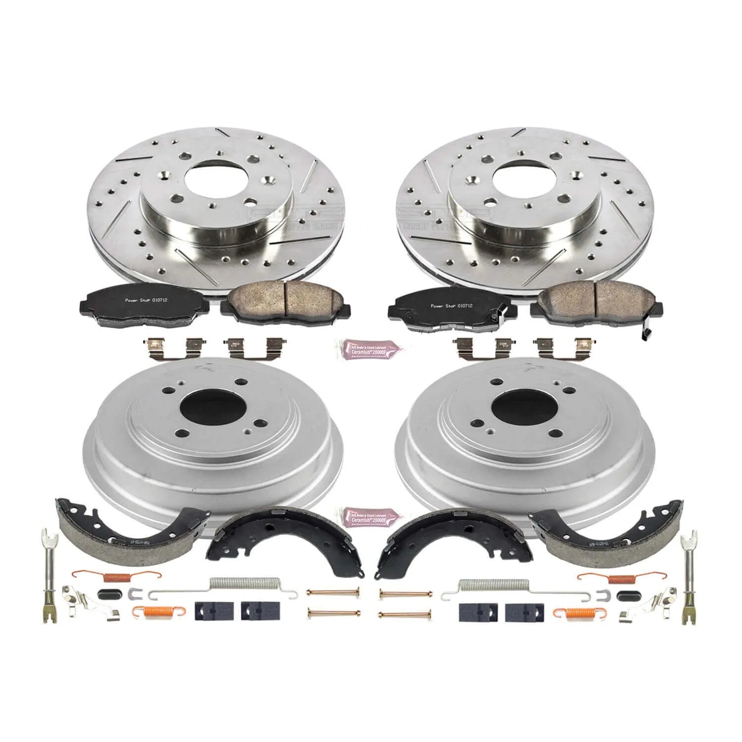Power Stop K15087DK - Z23 1-Click Performance Drilled And Slotted Rotor Front And Rear Brake Kit