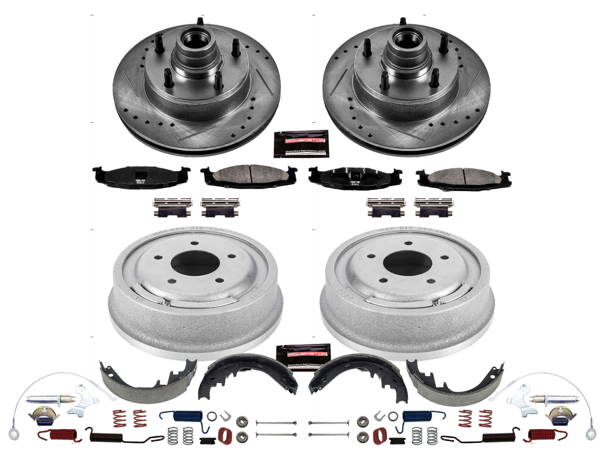Power Stop K15090DK - Z23 1-Click Performance Drilled And Slotted Rotor Front And Rear Brake Kit