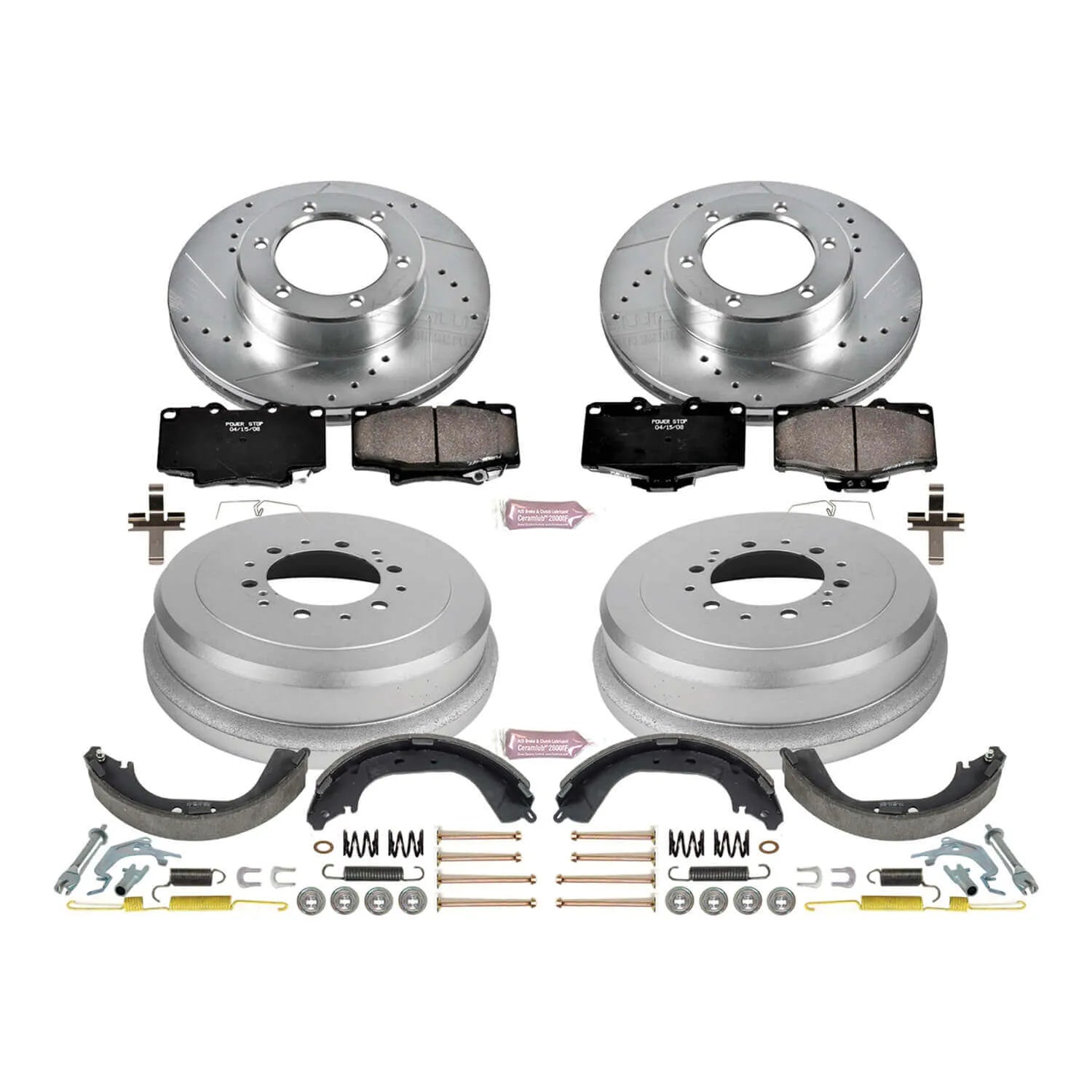 Power Stop K15094DK - Z23 1-Click Performance Drilled And Slotted Rotor Front And Rear Brake Kit