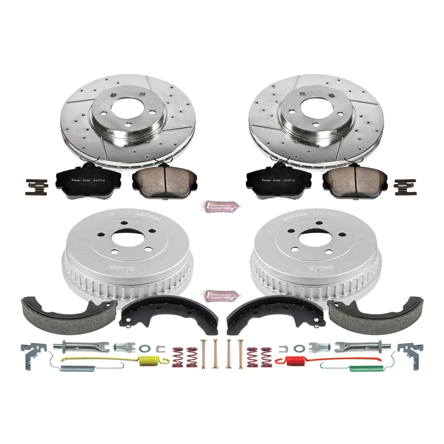 Power Stop K15102DK - Z23 1-Click Performance Drilled And Slotted Rotor Front And Rear Brake Kit