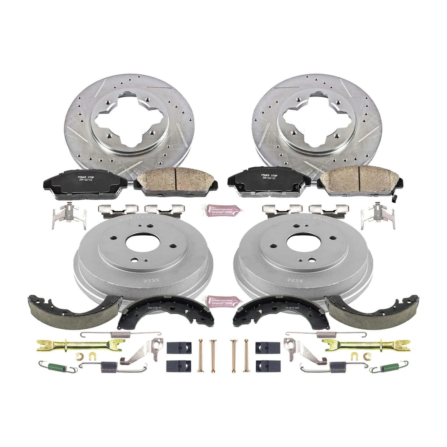 Power Stop K15104DK - Z23 1-Click Performance Drilled And Slotted Rotor Front And Rear Brake Kit