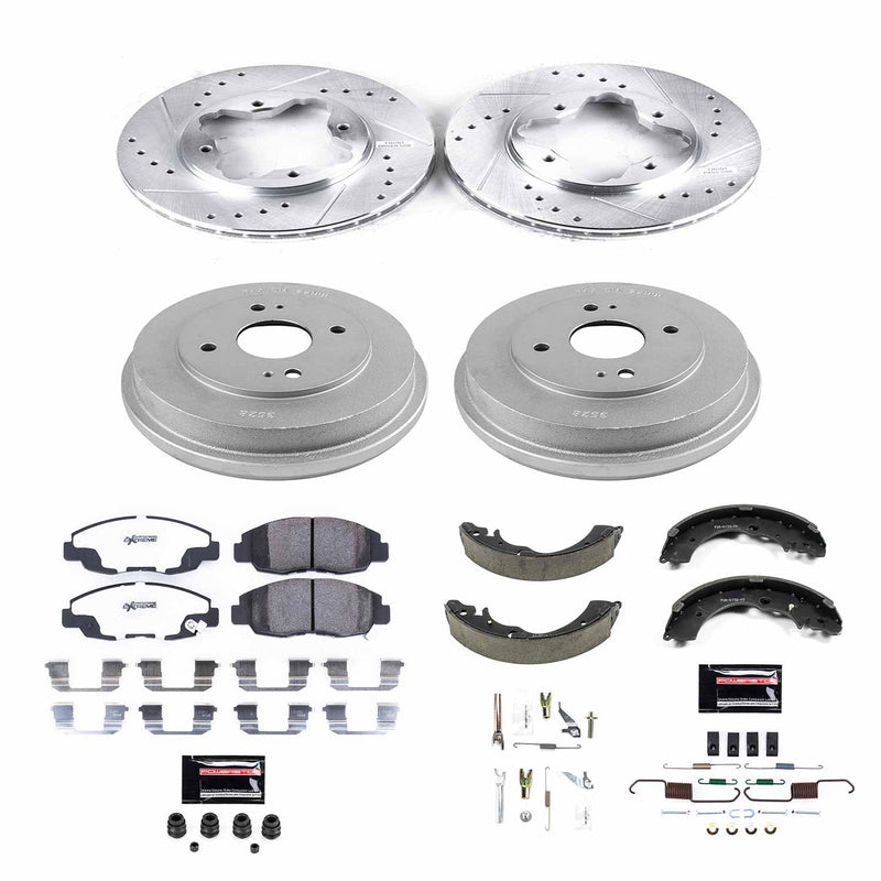 Power Stop K15105DK-26 Z26 Street Warrior 1-Click Front And Rear Brake Kit With Drum Brakes And Brake Shoes for 1990-1992 Honda Accord Sedan (4 Door) Rear Drum product image