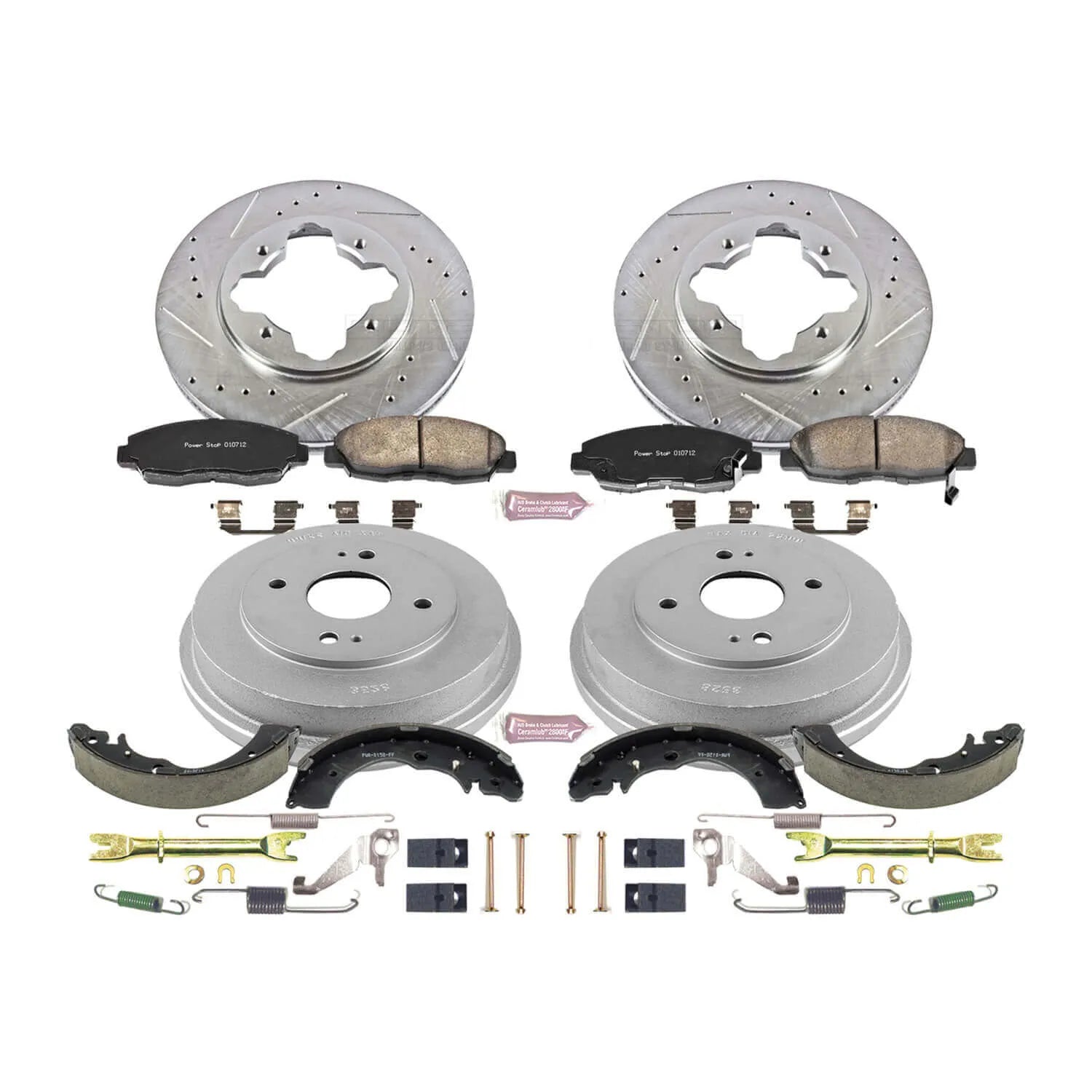 Power Stop K15105DK - Z23 1-Click Performance Drilled And Slotted Rotor Front And Rear Brake Kit
