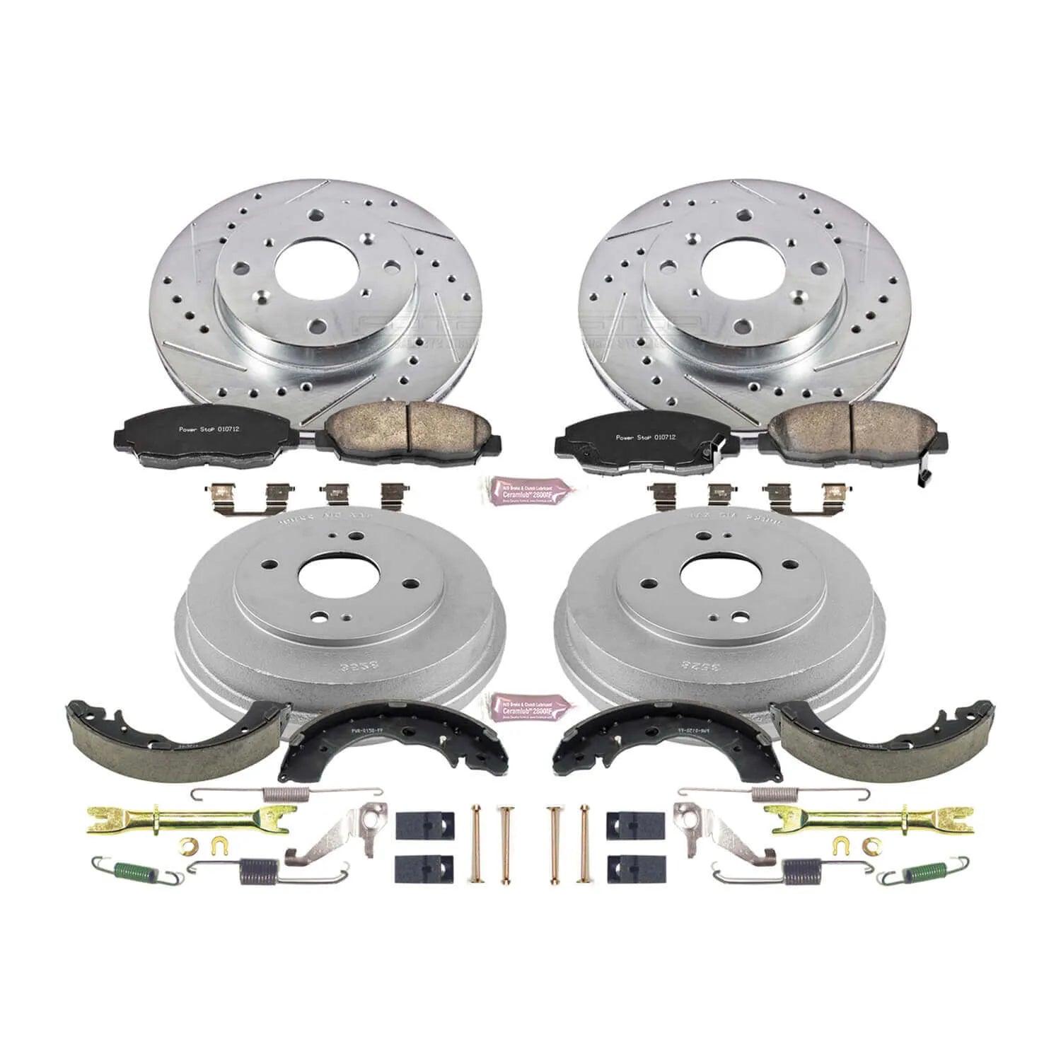 Power Stop K15106DK - Z23 1-Click Performance Drilled And Slotted Rotor Front And Rear Brake Kit