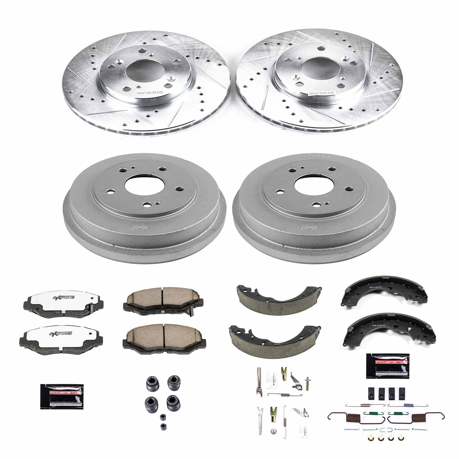 Power Stop K15107DK-26 Z26 Street Warrior 1-Click Front And Rear Brake Kit With Drum Brakes And Brake Shoes for 2003-2004 Honda Accord Coupe (2 Door), Sedan (4 Door) Rear Drum product image