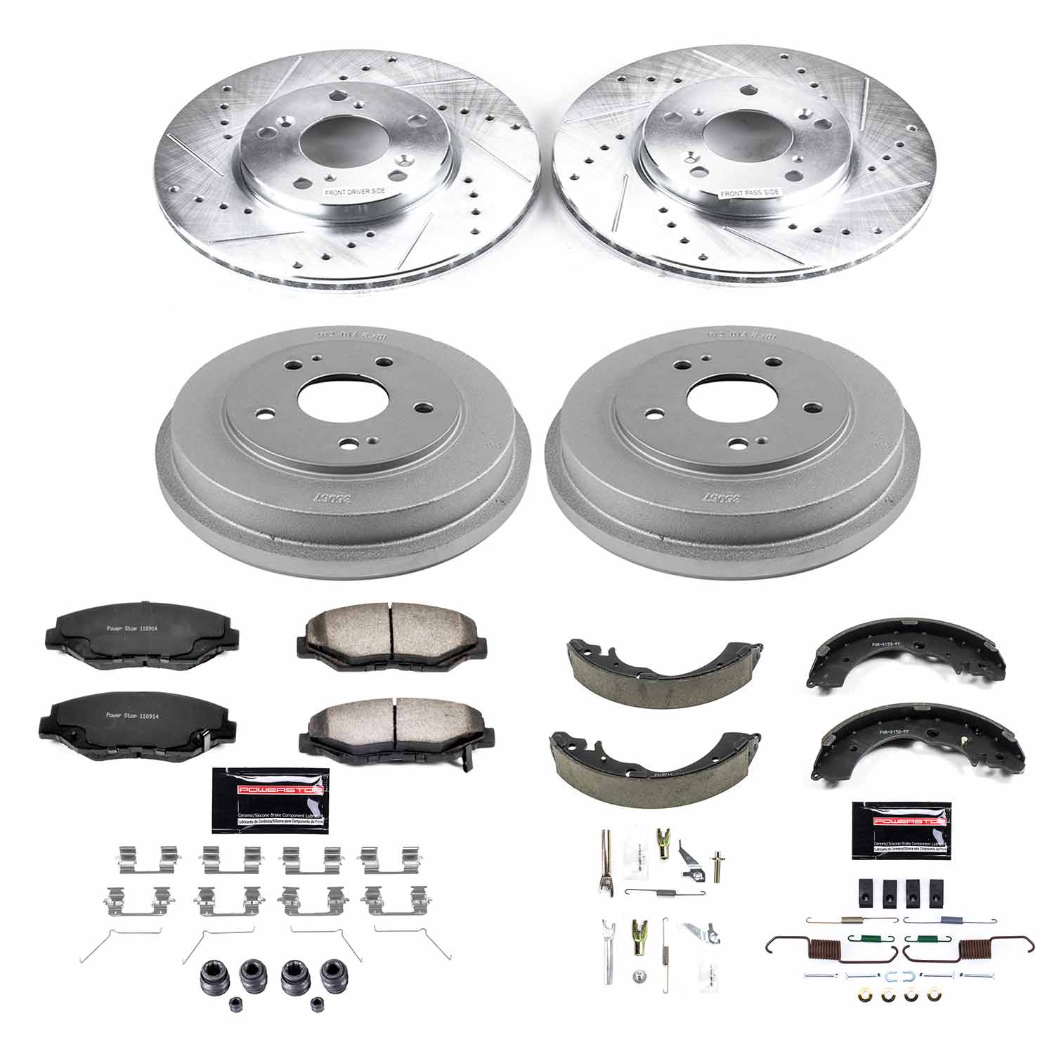 Power Stop K15107DK-36 Z36 Severe-Duty Truck And Tow 1-Click Front And Rear Brake Kit for 2003-2004 Honda Accord Coupe (2 Door), Sedan (4 Door) Rear Drum product image