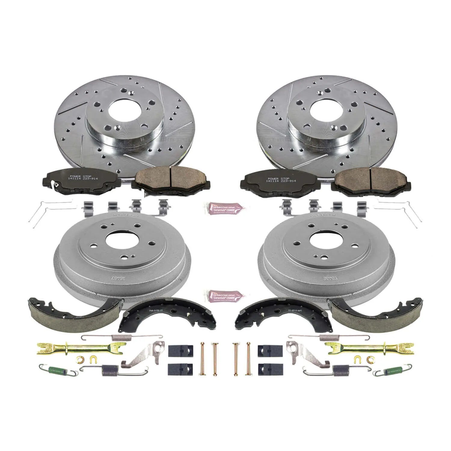 Power Stop K15107DK - Z23 1-Click Performance Drilled And Slotted Rotor Front And Rear Brake Kit
