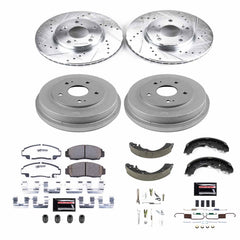 Power Stop K15109DK-26 Z26 Street Warrior 1-Click Front And Rear Brake Kit With Drum Brakes And Brake Shoes for 2006-2011 Honda Civic GX Rear Drum product image