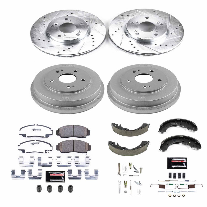 Power Stop K15109DK-26 Z26 Street Warrior 1-Click Front And Rear Brake Kit With Drum Brakes And Brake Shoes for 2006-2011 Honda Civic GX Rear Drum product image