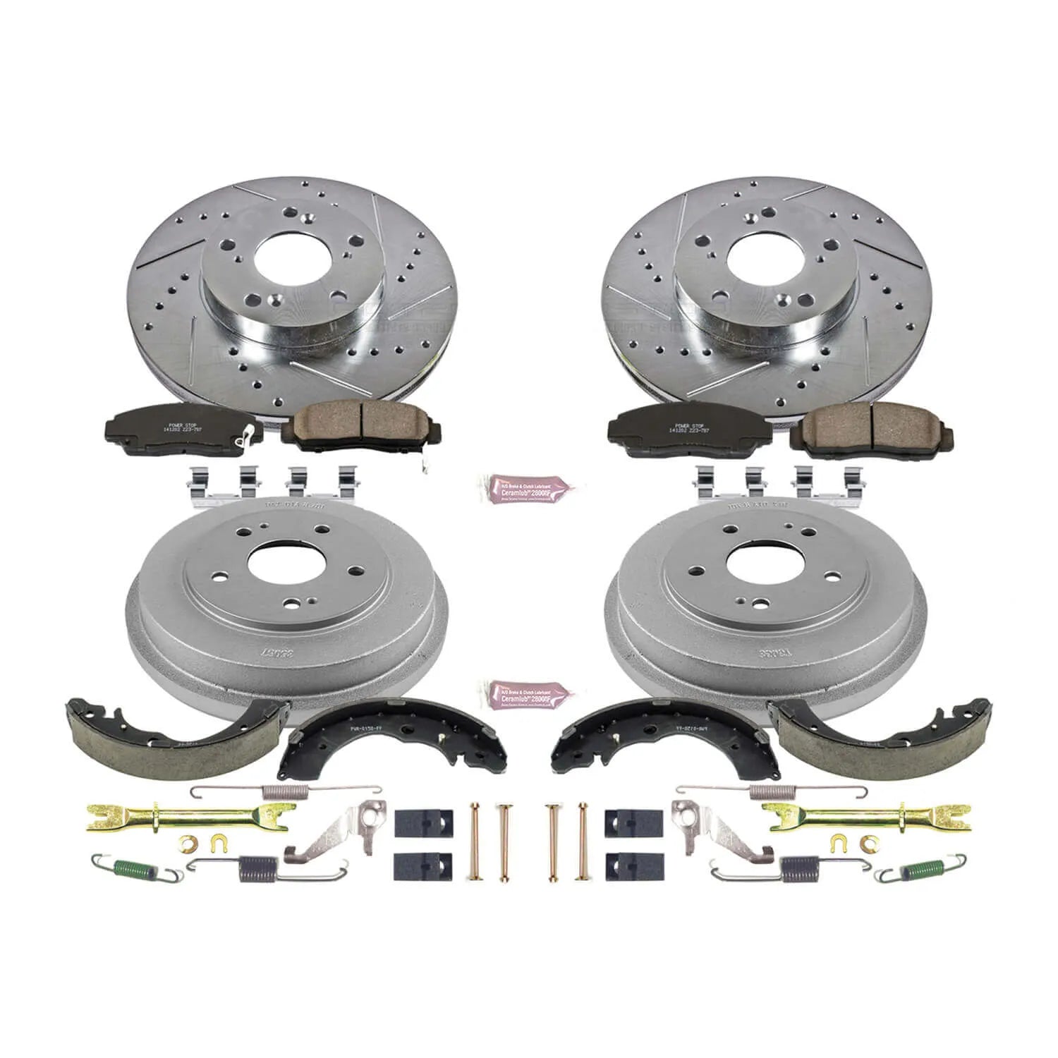 Power Stop K15109DK - Z23 1-Click Performance Drilled And Slotted Rotor Front And Rear Brake Kit