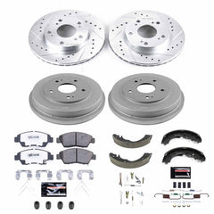 Power Stop K15110DK-26 Z26 Street Warrior 1-Click Front And Rear Brake Kit With Drum Brakes And Brake Shoes for 2006-2008 Honda Civic Hybrid Rear Drum product image