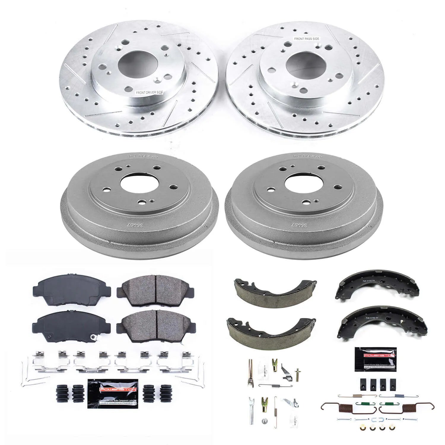 Power Stop K15110DK - Z23 1-Click Performance Drilled And Slotted Rotor Front And Rear Brake Kit