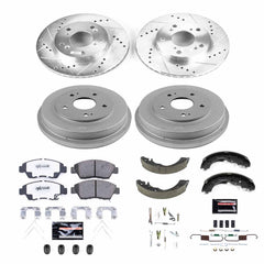 Power Stop K15112DK-26 Z26 Street Warrior 1-Click Front And Rear Brake Kit With Drum Brakes And Brake Shoes for 2012 Honda Civic Hybrid, Hybrid-L Rear Drum product image