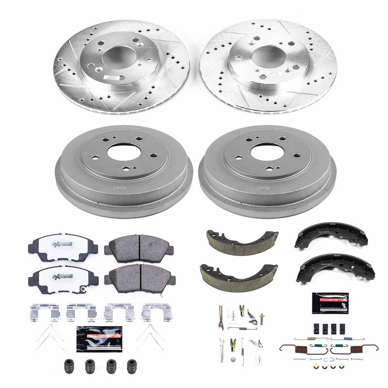 Power Stop K15112DK-26 Z26 Street Warrior 1-Click Front And Rear Brake Kit With Drum Brakes And Brake Shoes for 2012 Honda Civic Hybrid, Hybrid-L Rear Drum product image