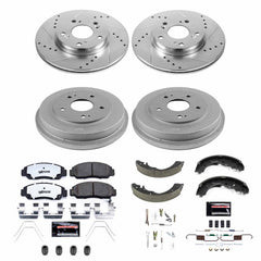 Power Stop K15113DK-26 Z26 Street Warrior 1-Click Front And Rear Brake Kit With Drum Brakes And Brake Shoes for 2012 Honda Civic GX Rear Drum product image