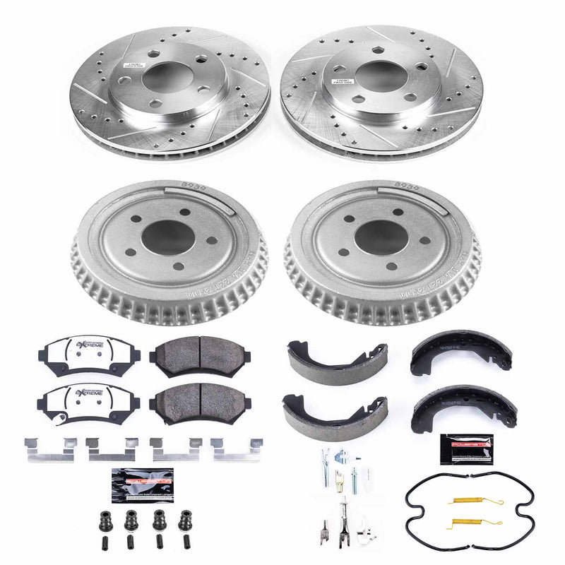 Power Stop K15120DK-26 Z26 Street Warrior 1-Click Front And Rear Pad And Rotor Kit With Drum And Brake Shoes for 1997-2001 Buick Century product image
