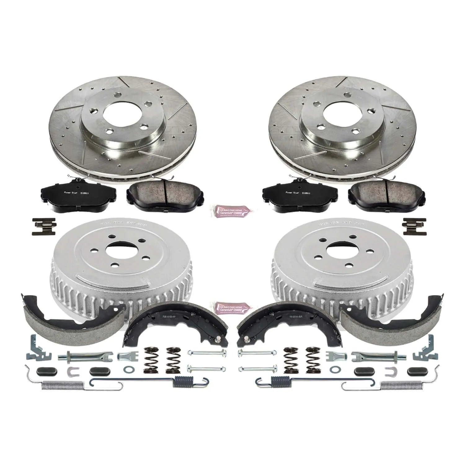 Power Stop K15129DK - Z23 1-Click Performance Drilled And Slotted Rotor Front And Rear Brake Kit