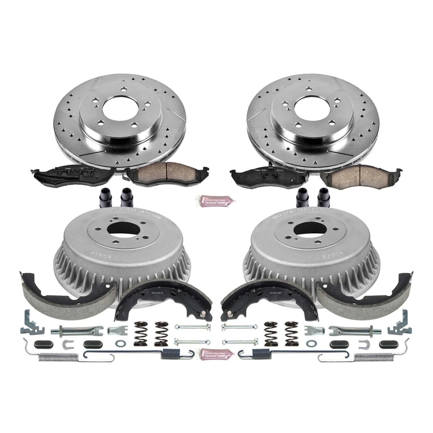 Power Stop K15131DK - Z23 1-Click Performance Drilled And Slotted Rotor Front And Rear Brake Kit