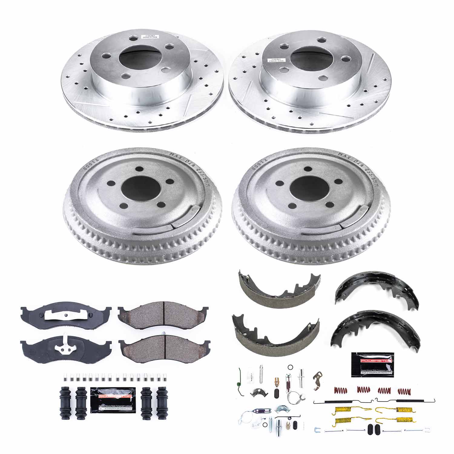 Power Stop K15132DK - Z23 1-Click Performance Drilled And Slotted Rotor Front And Rear Brake Kit