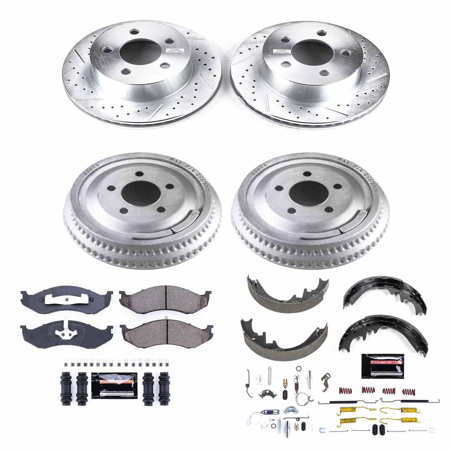 Power Stop K15134DK - Z23 1-Click Performance Drilled And Slotted Rotor Front And Rear Brake Kit