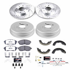 Power Stop K15135DK-26 Z26 Street Warrior 1-Click Front And Rear Brake Kit With Drum Brakes And Brake Shoes for 1993-1999 Nissan Altima Rear Drum product image