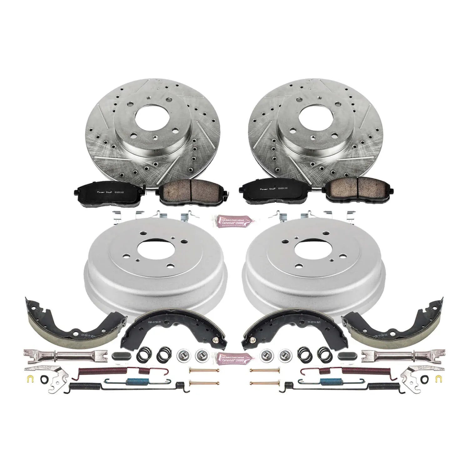 Power Stop K15135DK - Z23 1-Click Performance Drilled And Slotted Rotor Front And Rear Brake Kit