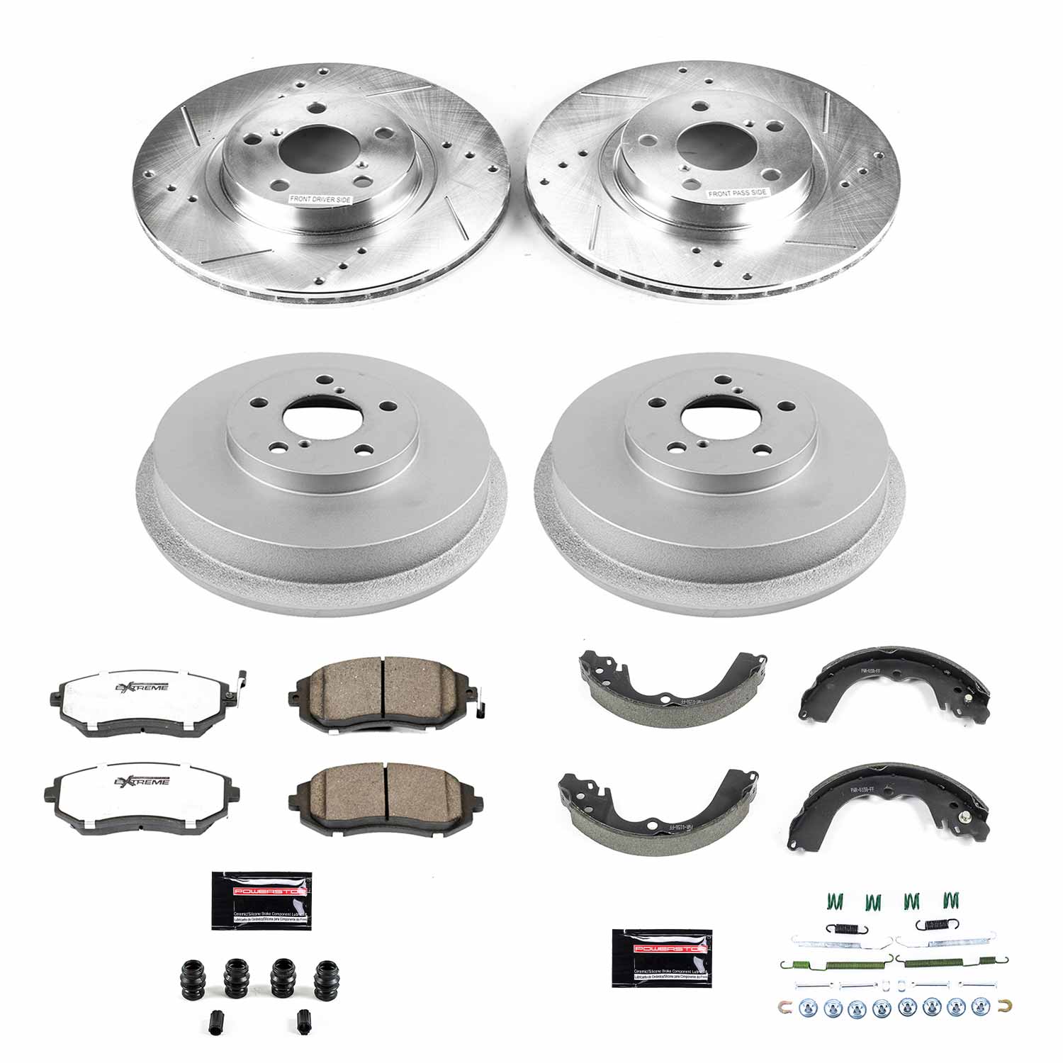 Power Stop K15141DK-26 Z26 Street Warrior 1-Click Front And Rear Brake Kit With Drum Brakes And Brake Shoes for 2002-2003 Subaru Impreza Outback, Ts product image