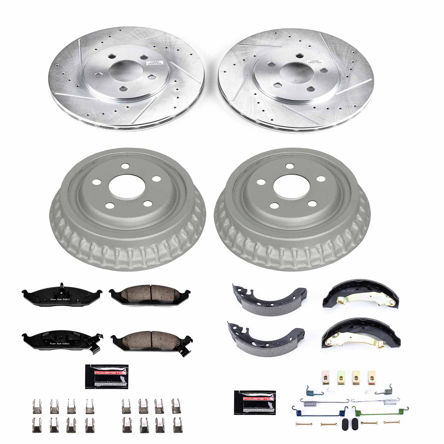 Power Stop K15144DK - Z23 1-Click Performance Drilled And Slotted Rotor Front And Rear Brake Kit