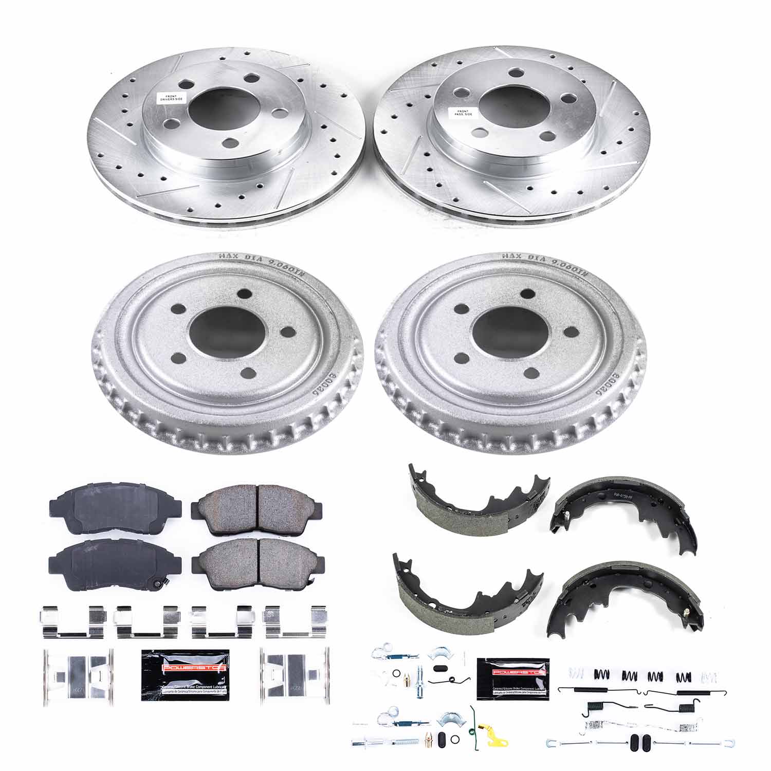 Power Stop K15149DK - Z23 1-Click Performance Drilled And Slotted Rotor Front And Rear Brake Kit