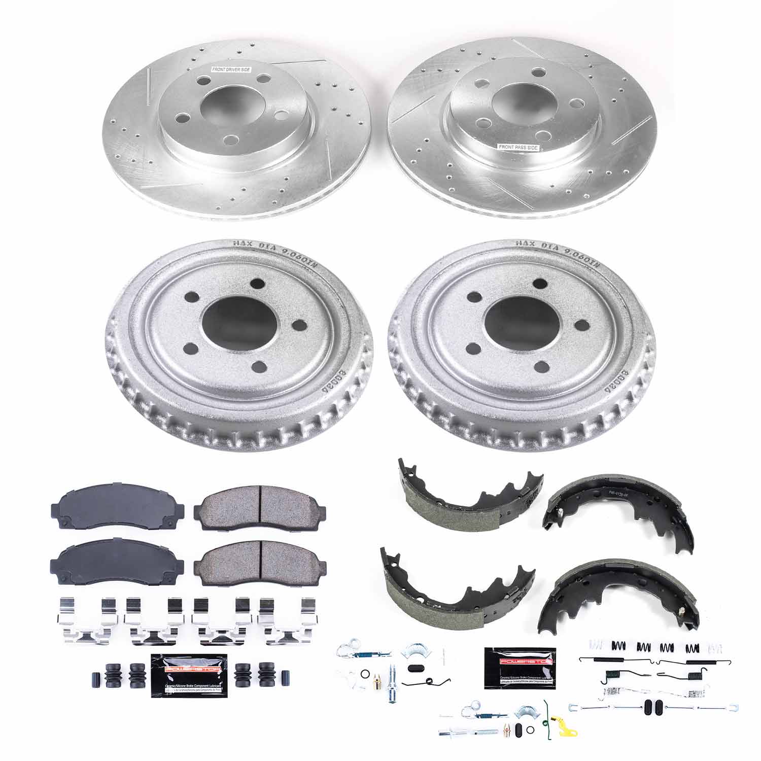 Power Stop K15150DK - Z23 1-Click Performance Drilled And Slotted Rotor Front And Rear Brake Kit