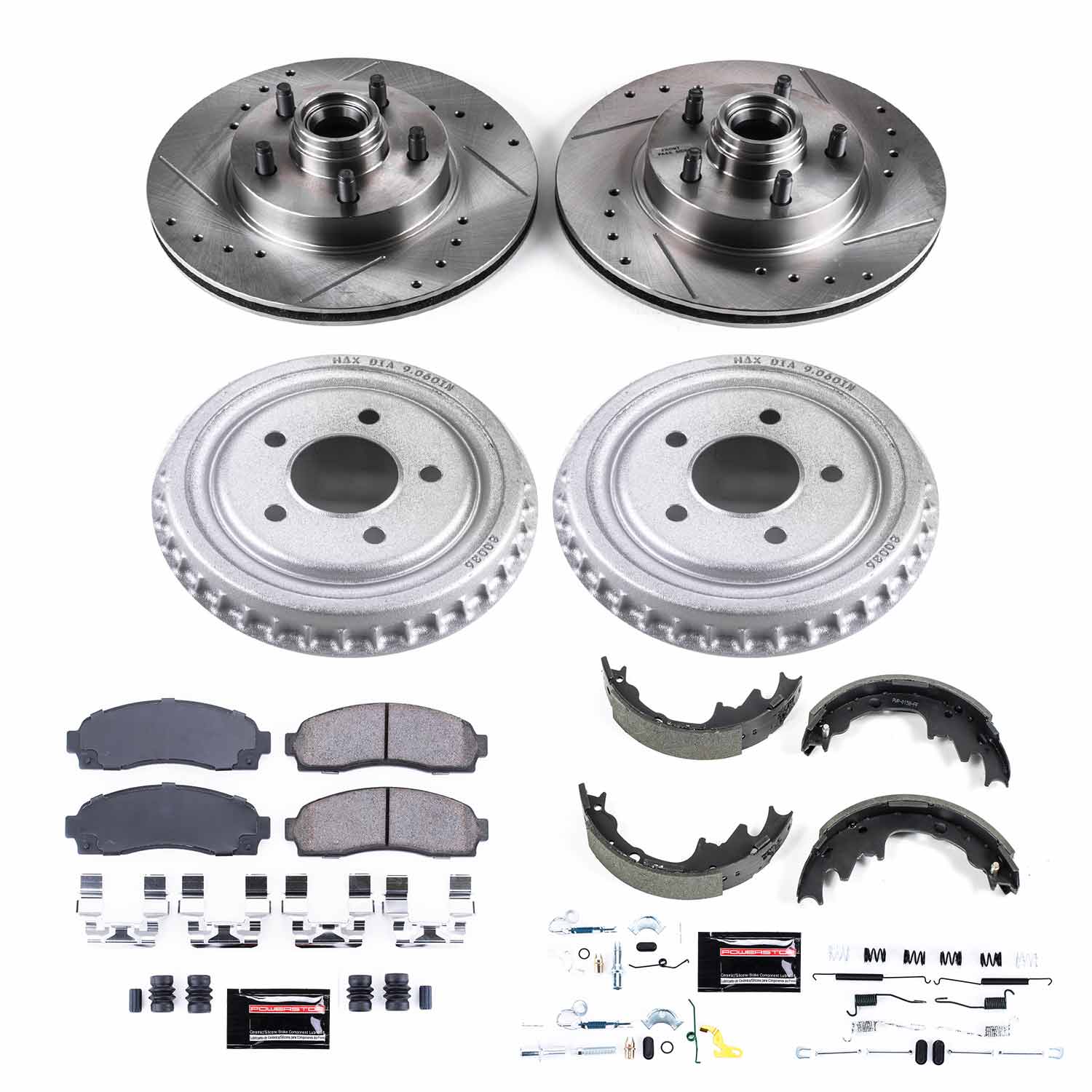 Power Stop K15154DK - Z23 1-Click Performance Drilled And Slotted Rotor Front And Rear Brake Kit