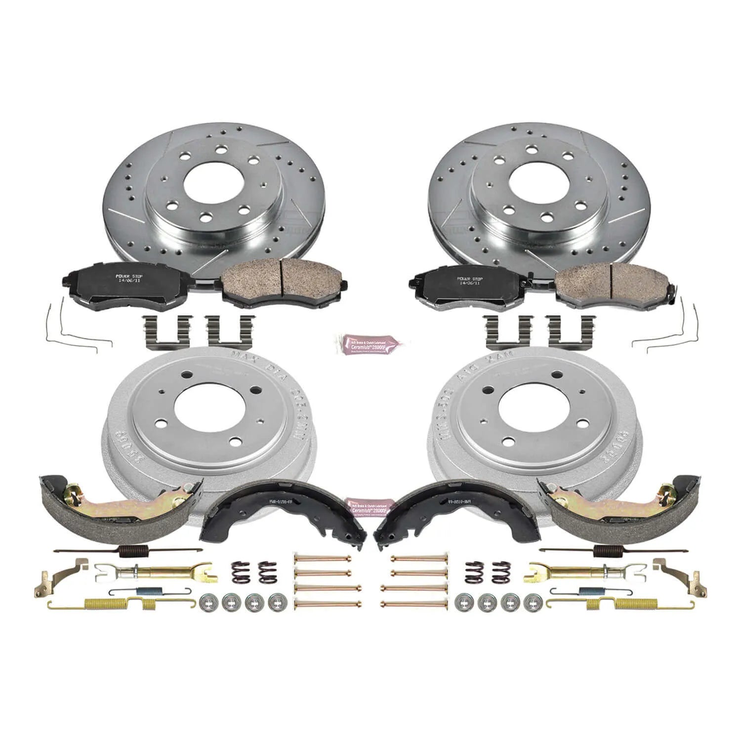 Power Stop K15157DK - Z23 1-Click Performance Drilled And Slotted Rotor Front And Rear Brake Kit