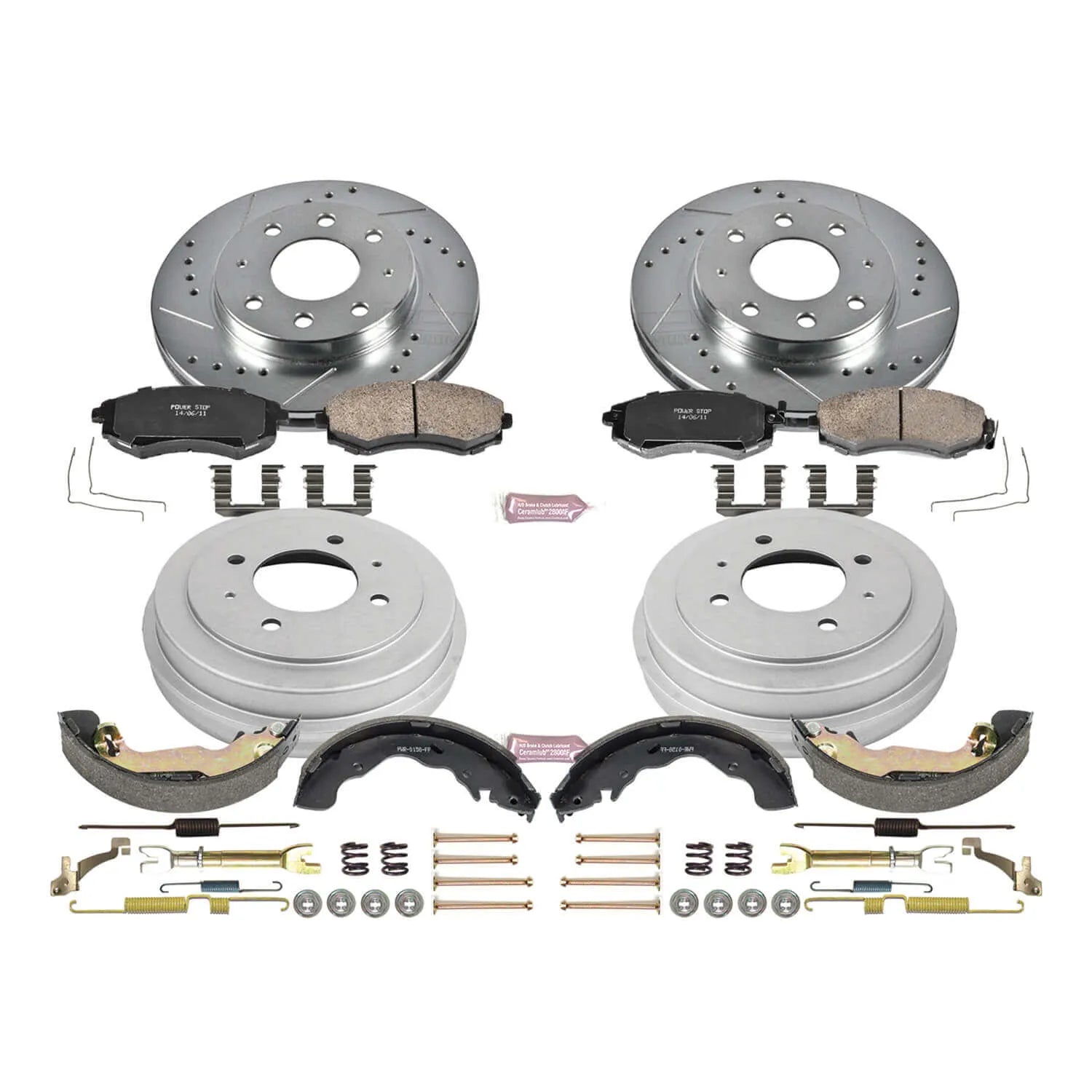 Power Stop K15158DK - Z23 1-Click Performance Drilled And Slotted Rotor Front And Rear Brake Kit