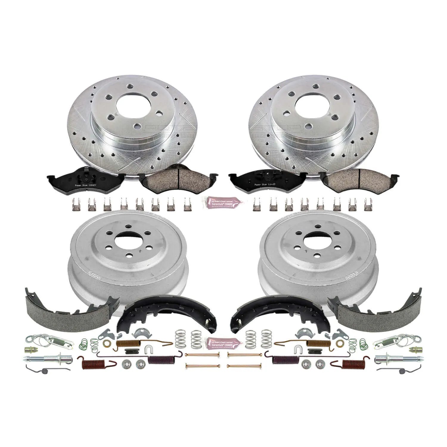 Power Stop K15164DK - Z23 1-Click Performance Drilled And Slotted Rotor Front And Rear Brake Kit