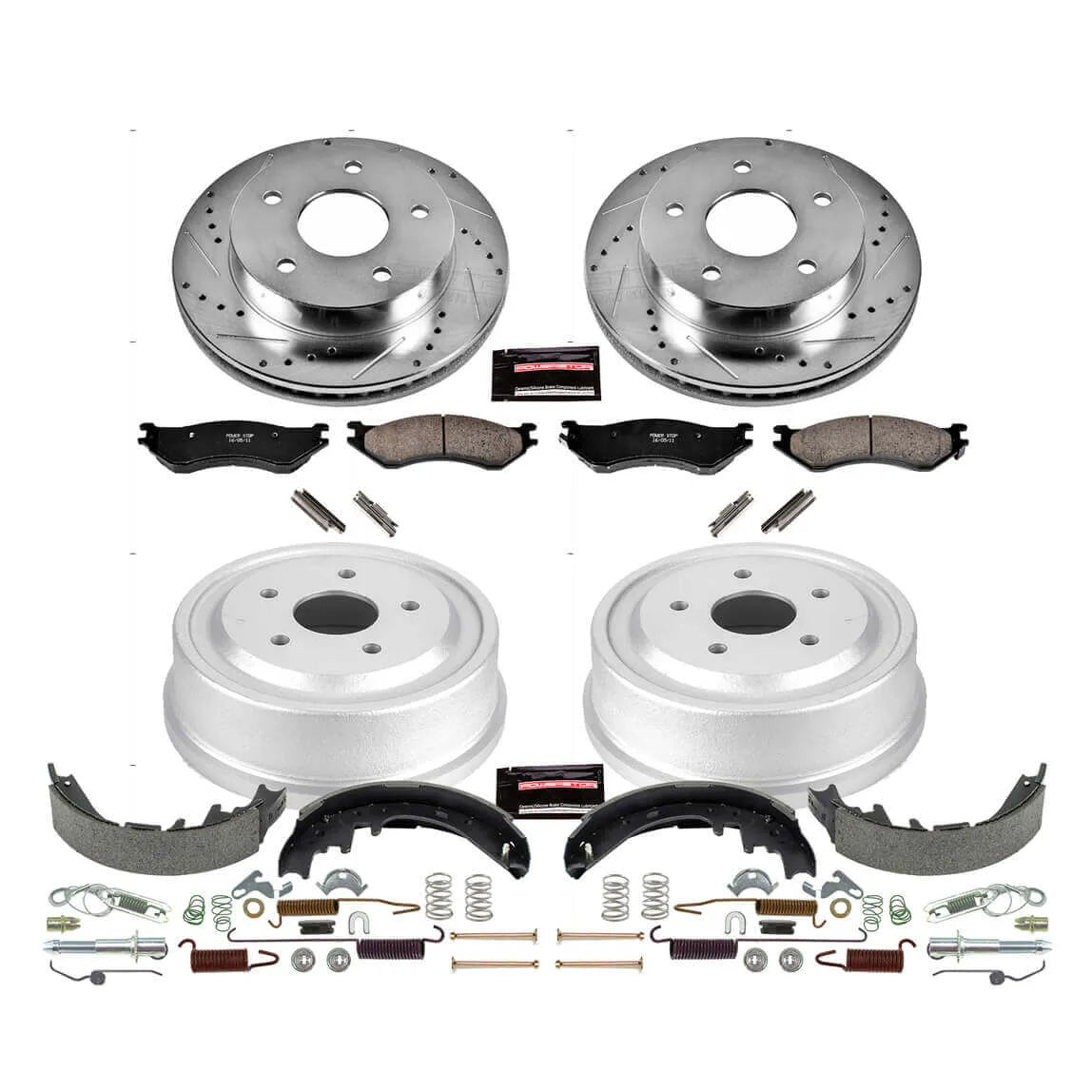 Power Stop K15165DK - Z23 1-Click Performance Drilled And Slotted Rotor Front And Rear Brake Kit