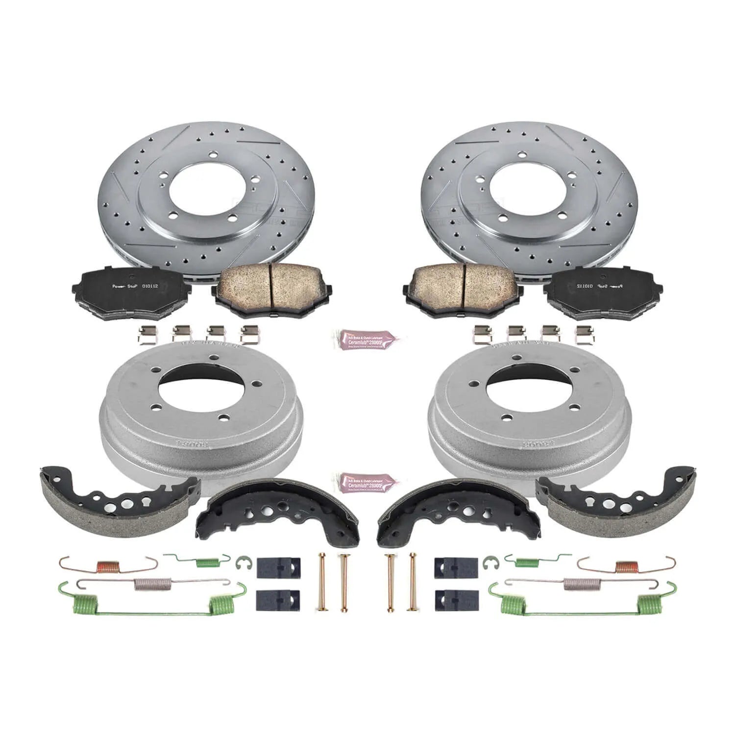 Power Stop K15185DK - Z23 1-Click Performance Drilled And Slotted Rotor Front And Rear Brake Kit