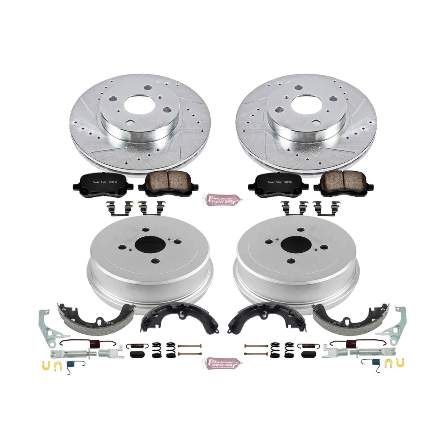 Power Stop K15197DK - Z23 1-Click Performance Drilled And Slotted Rotor Front And Rear Brake Kit