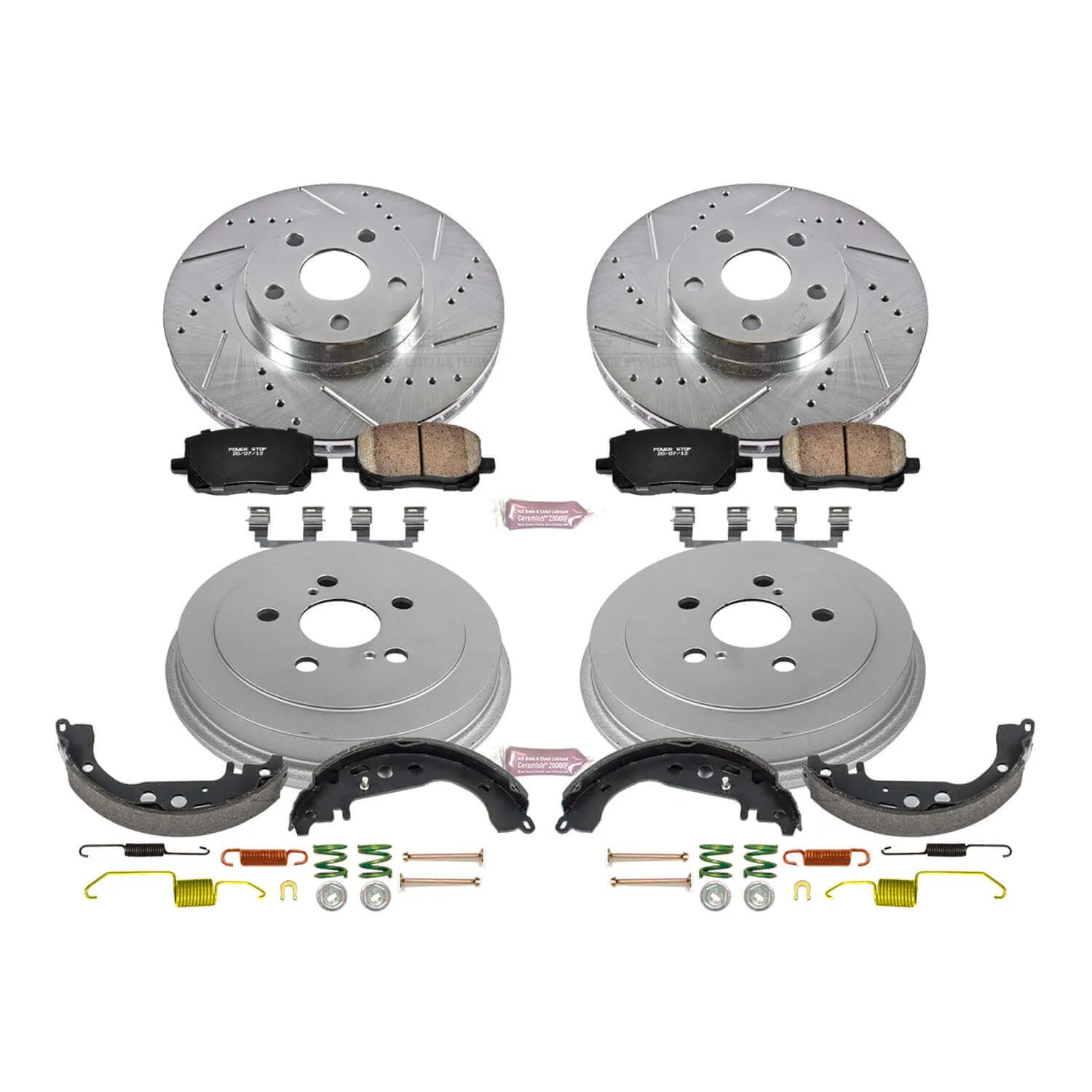 Power Stop K15200DK - Z23 1-Click Performance Drilled And Slotted Rotor Front And Rear Brake Kit