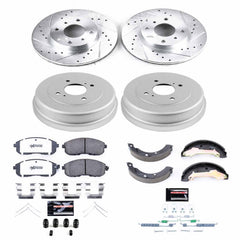Power Stop K15207DK-26 Z26 Street Warrior 1-Click Front And Rear Brake Kit With Drum Brakes And Brake Shoes for 2000-2001 Nissan Altima Rear Drum product image