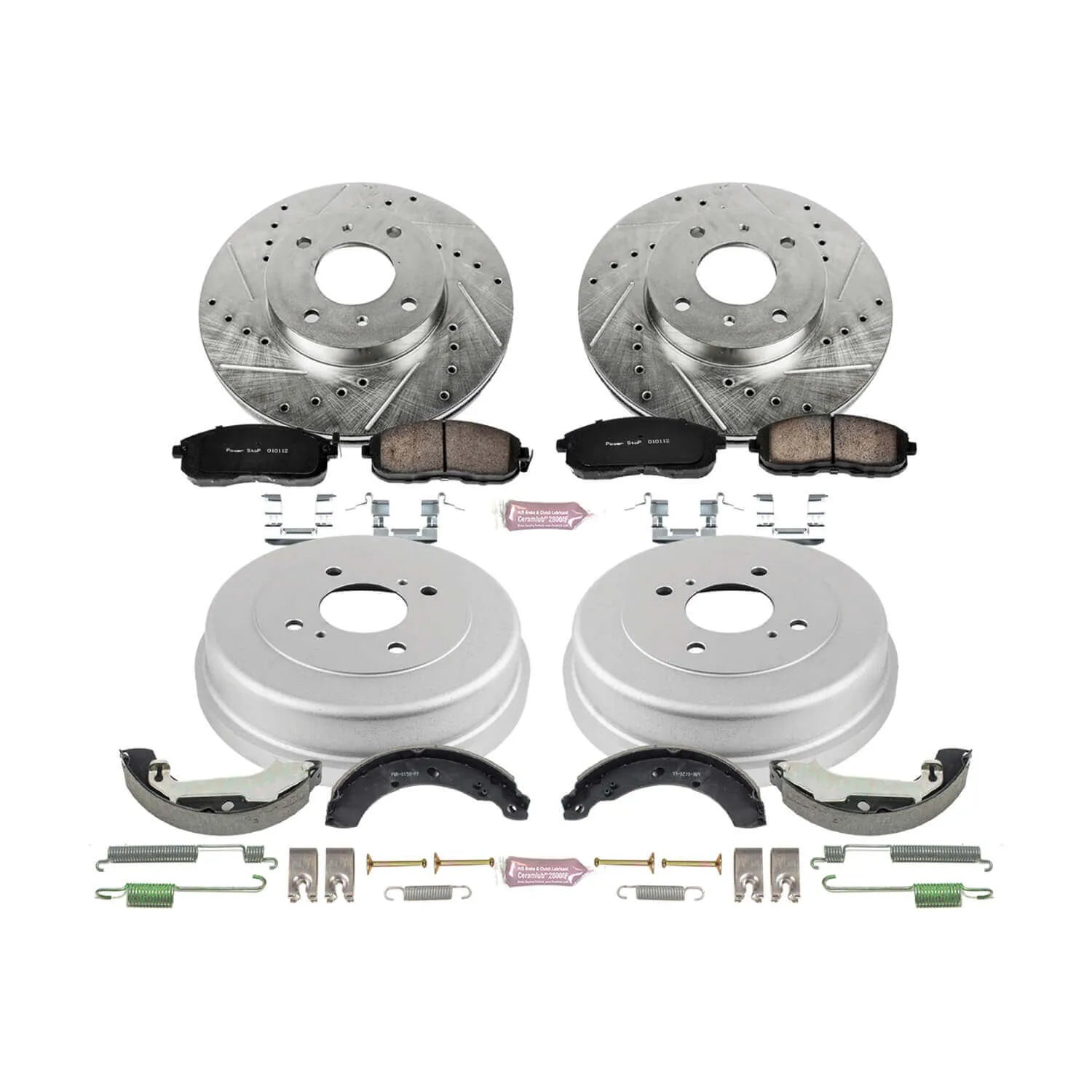 Power Stop K15207DK - Z23 1-Click Performance Drilled And Slotted Rotor Front And Rear Brake Kit