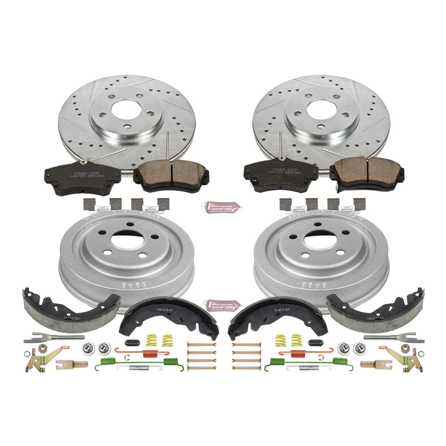 Power Stop K15208DK - Z23 1-Click Performance Drilled And Slotted Rotor Front And Rear Brake Kit