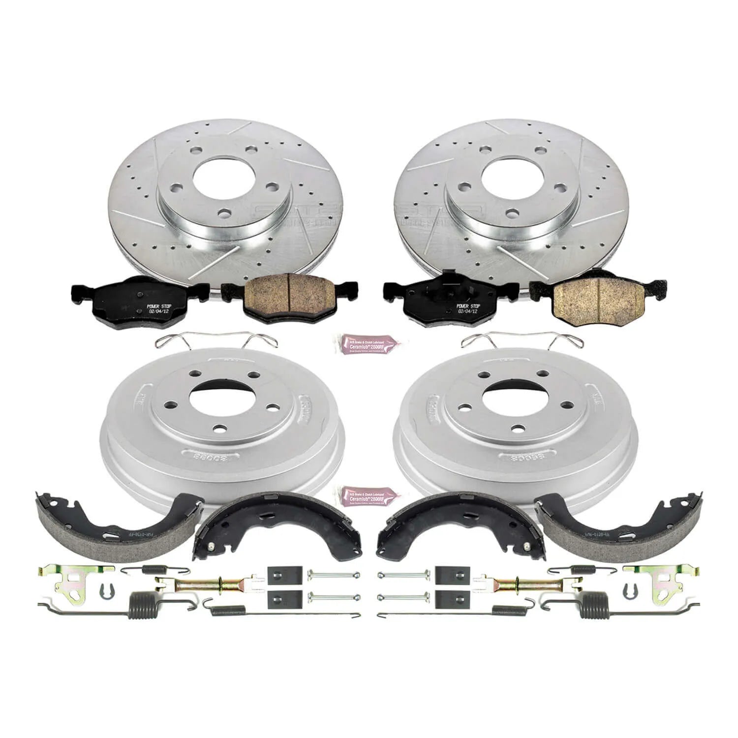 Power Stop K15209DK - Z23 1-Click Performance Drilled And Slotted Rotor Front And Rear Brake Kit