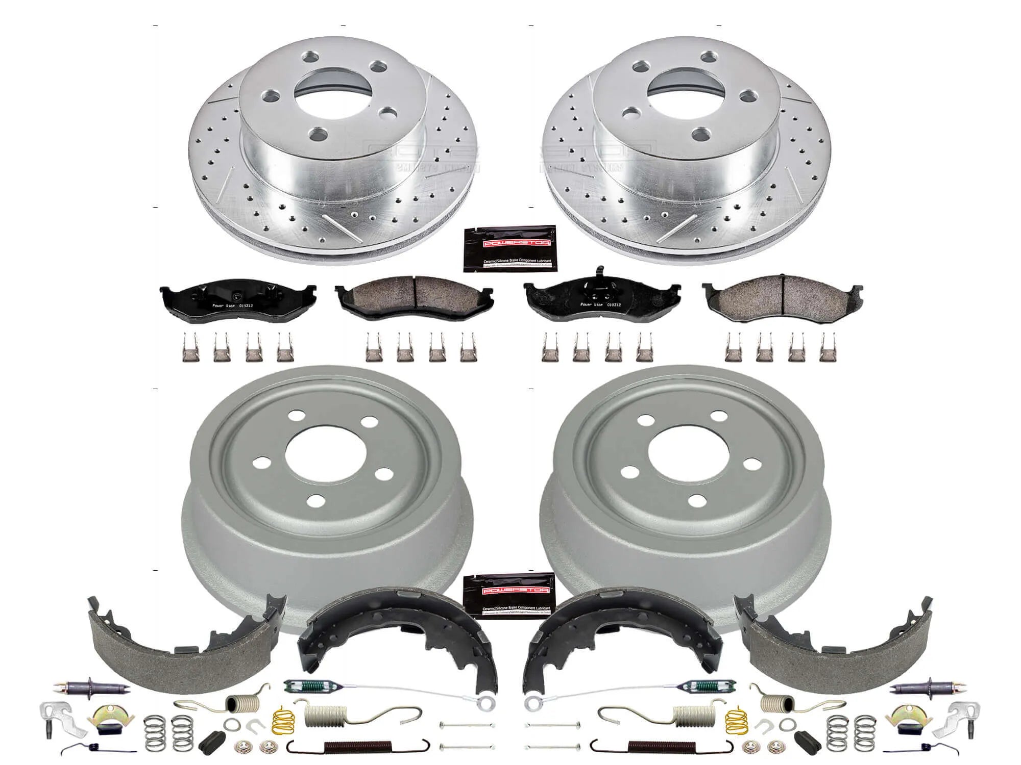 Power Stop K15215DK - Z23 1-Click Performance Drilled And Slotted Rotor Front And Rear Brake Kit