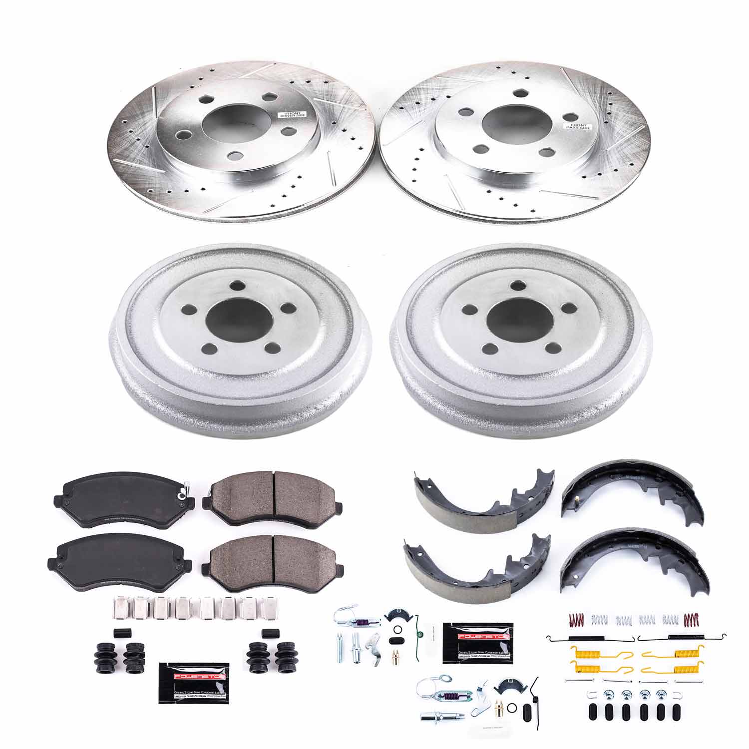Power Stop K15216DK - Z23 1-Click Performance Drilled And Slotted Rotor Front And Rear Brake Kit