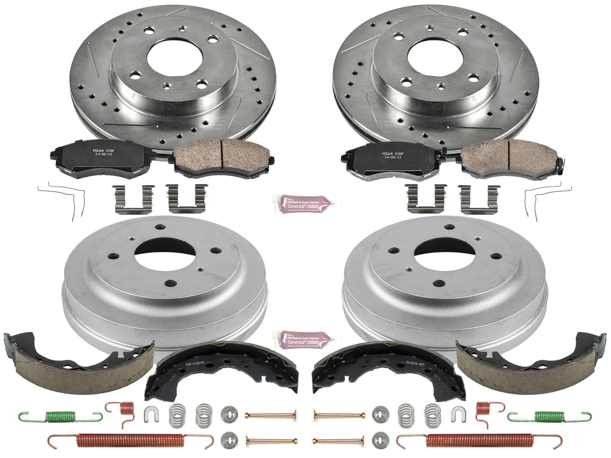 Power Stop K15217DK - Z23 1-Click Performance Drilled And Slotted Rotor Front And Rear Brake Kit